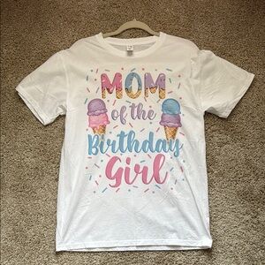 White 'Mom of the Birthday Girl' T-Shirt